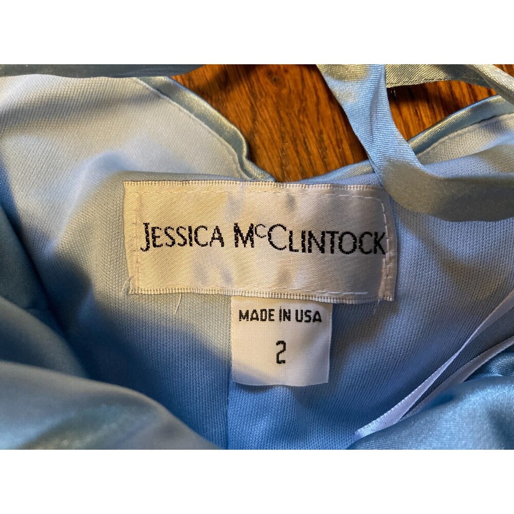Jessica McClintock Vintage Blue Ruched Halter Neck Prom Formal Dress Size 2 - Picture 7 of 14